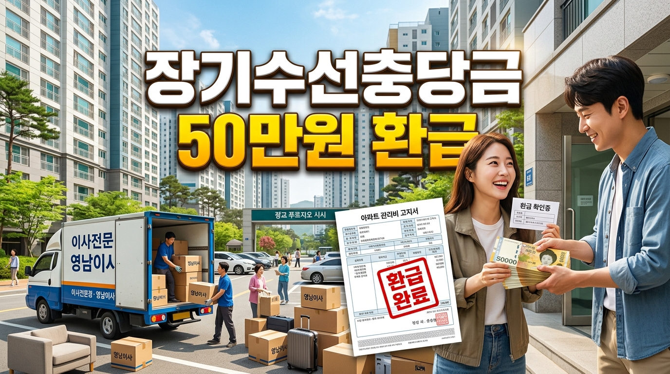이사 시 장기수선충당금 반환 신청 방법을 설명하는 아파트 단지 이미지