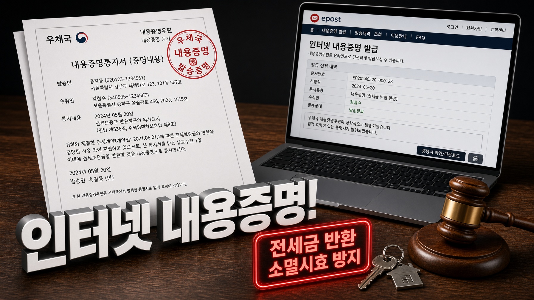 우체국 내용증명 인터넷 발급 작성 방법 및 전세금 반환 채권 소멸시효 중단