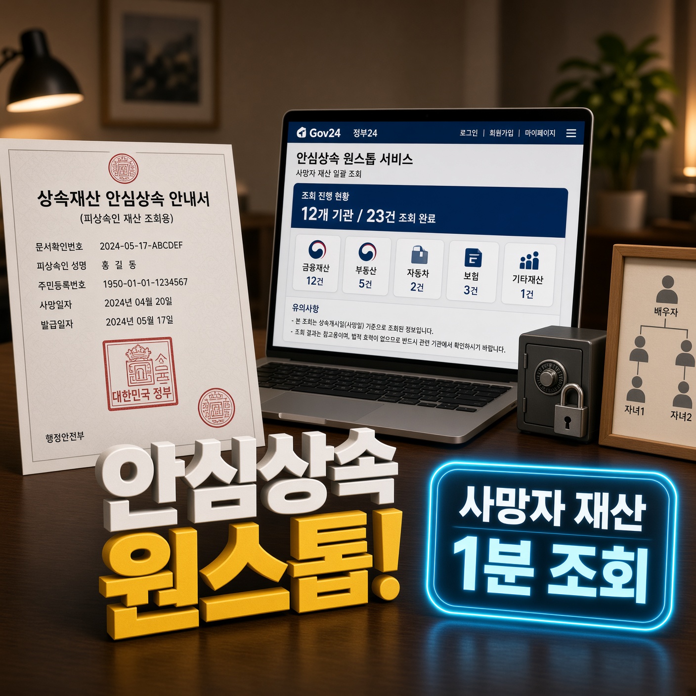 안심상속 원스톱 서비스 정부24 신청 방법 및 사망자 금융거래 토지 재산 조회