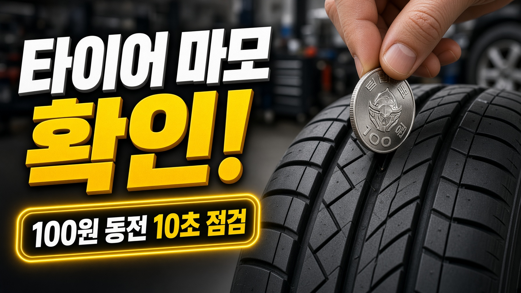자동차 타이어 마모 한계선 100원 동전 확인법 및 위치 교환 주기